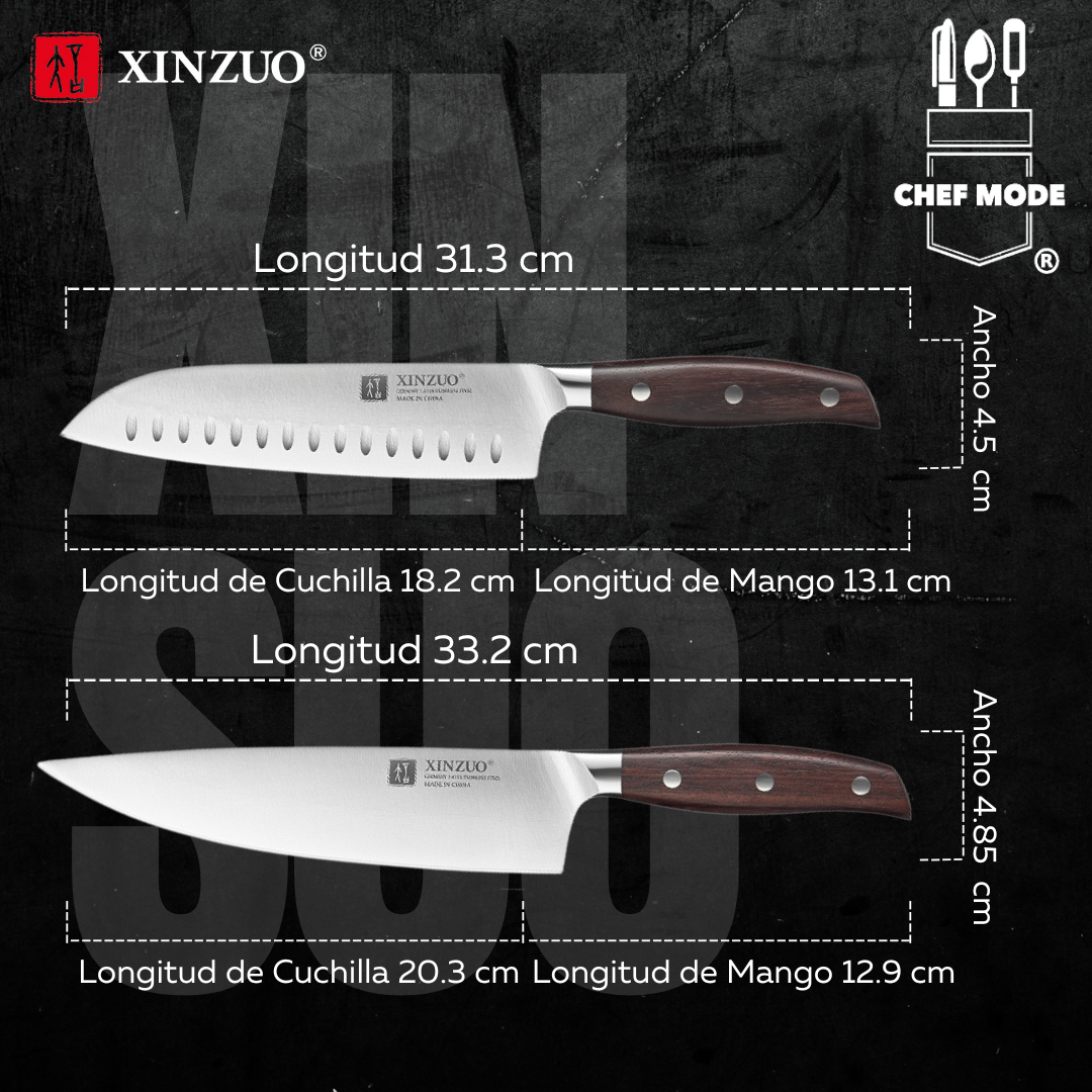 Set de 6 Cuchillos de Cocina Xinzuo Katana Samurai Acero Alemán