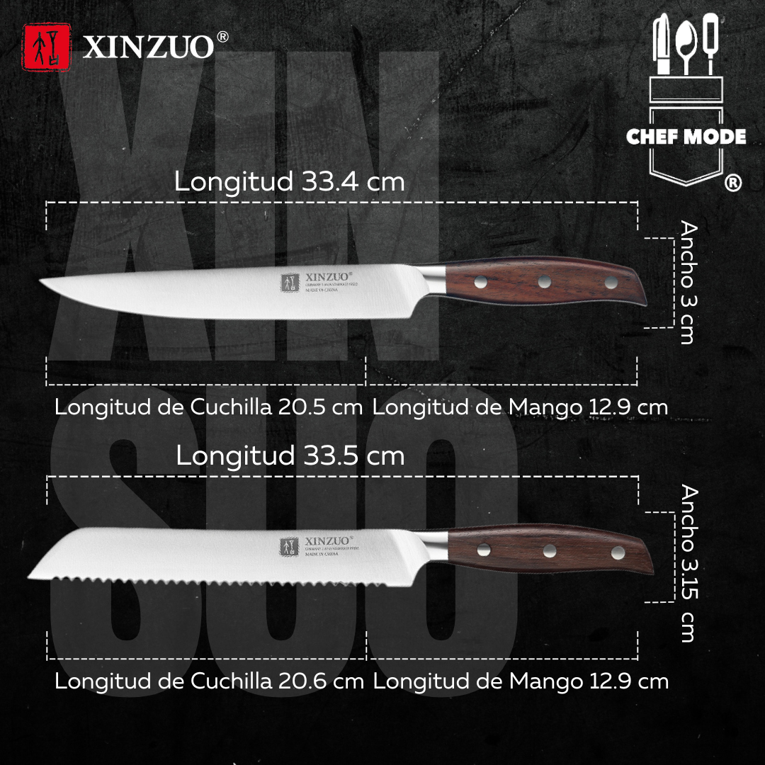 Set de 6 Cuchillos de Cocina Xinzuo Katana Samurai Acero Alemán