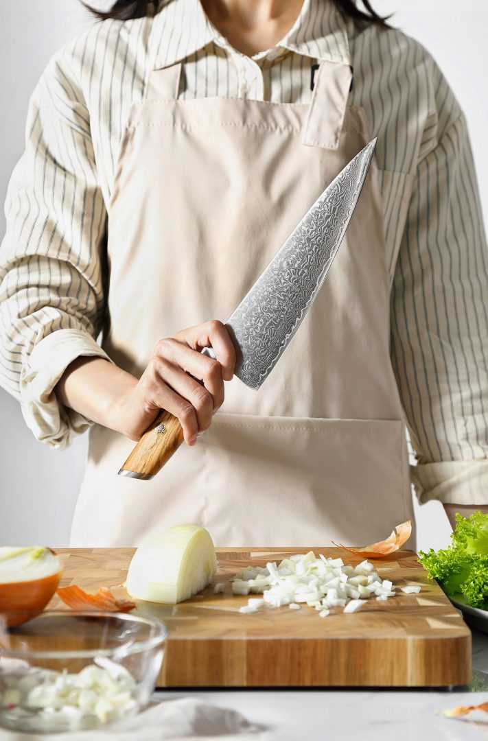 Cuchillo Chef Xinzuo Acero Damasco Mango Olivo B37