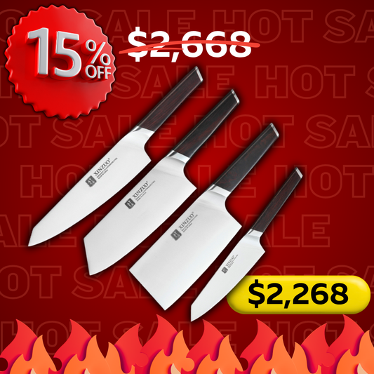Set De 4 Cuchillos De Cocina Xinzuo Katana Samurai B5