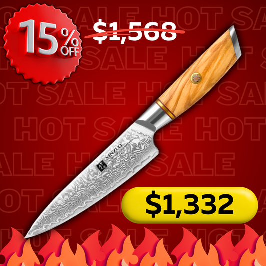 Cuchillo Mondador Xinzuo Acero Damasco Mango Olivo B37