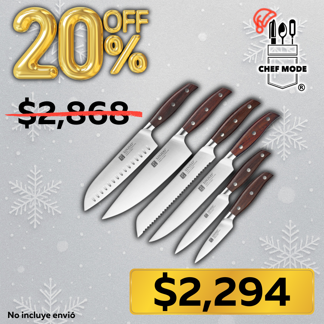 Set de 6 Cuchillos de Cocina  Xinzuo Katana Samurai Acero Alemán