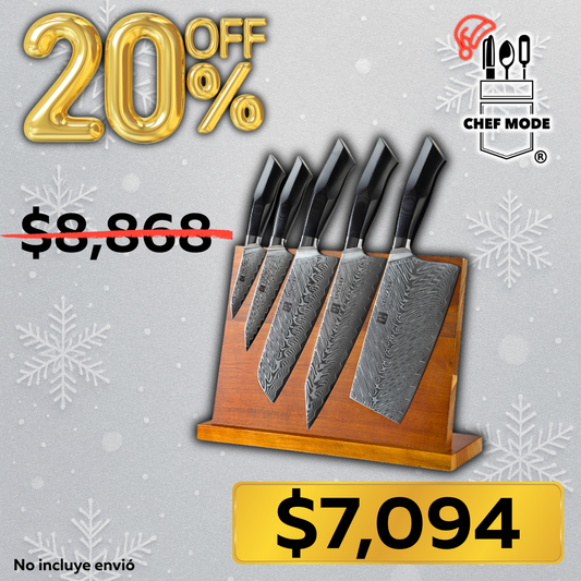 Set De 5 Cuchillos Xinzuo Katana Samurai Master Carbon Con Base B32