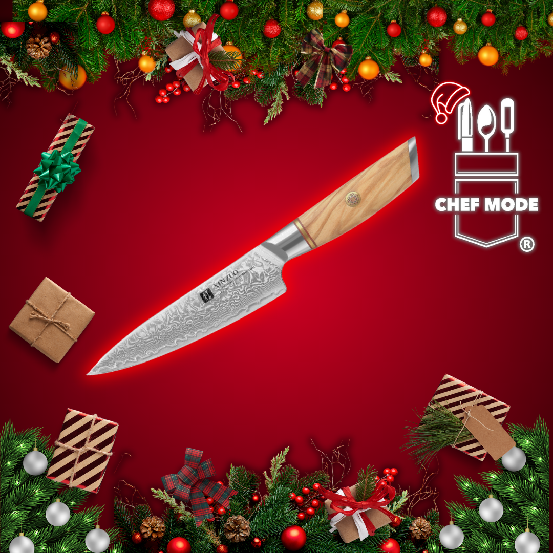 Cuchillo Utilitario Xinzuo Acero Damasco Mango Olivo B37