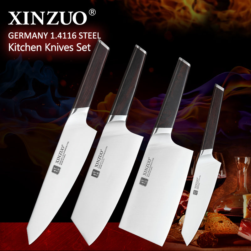 Set De 4 Cuchillos De Cocina Xinzuo Katana Samurai B5