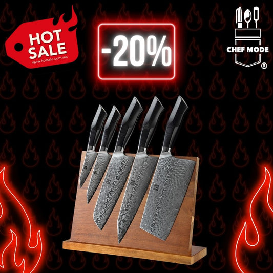 Set De 5 Cuchillos Xinzuo Katana Samurai Master Carbon Con Base B32