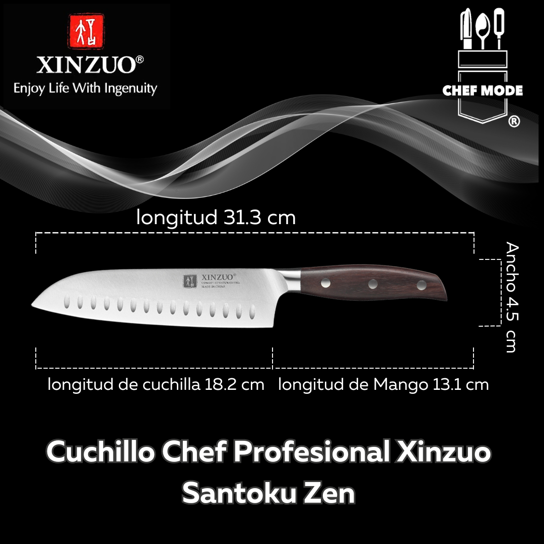 Cuchillo Chef Profesional Xinzuo Santoku Zen