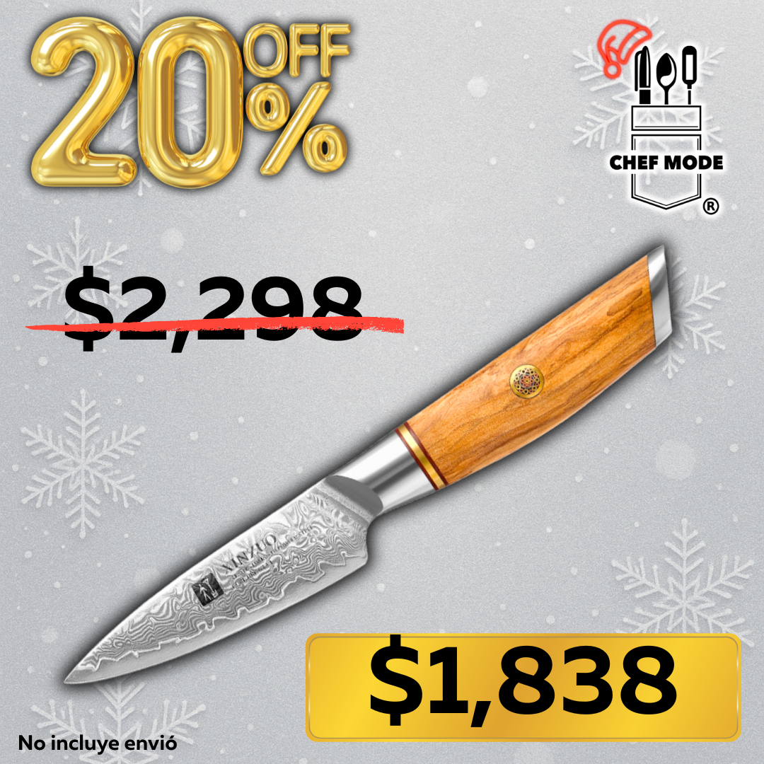 Cuchillo Mondador Xinzuo Acero Damasco Mango Olivo B37