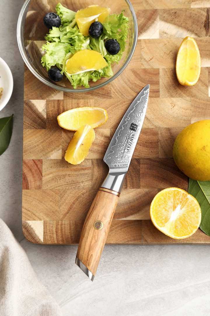 Cuchillo Mondador Xinzuo Acero Damasco Mango Olivo B37