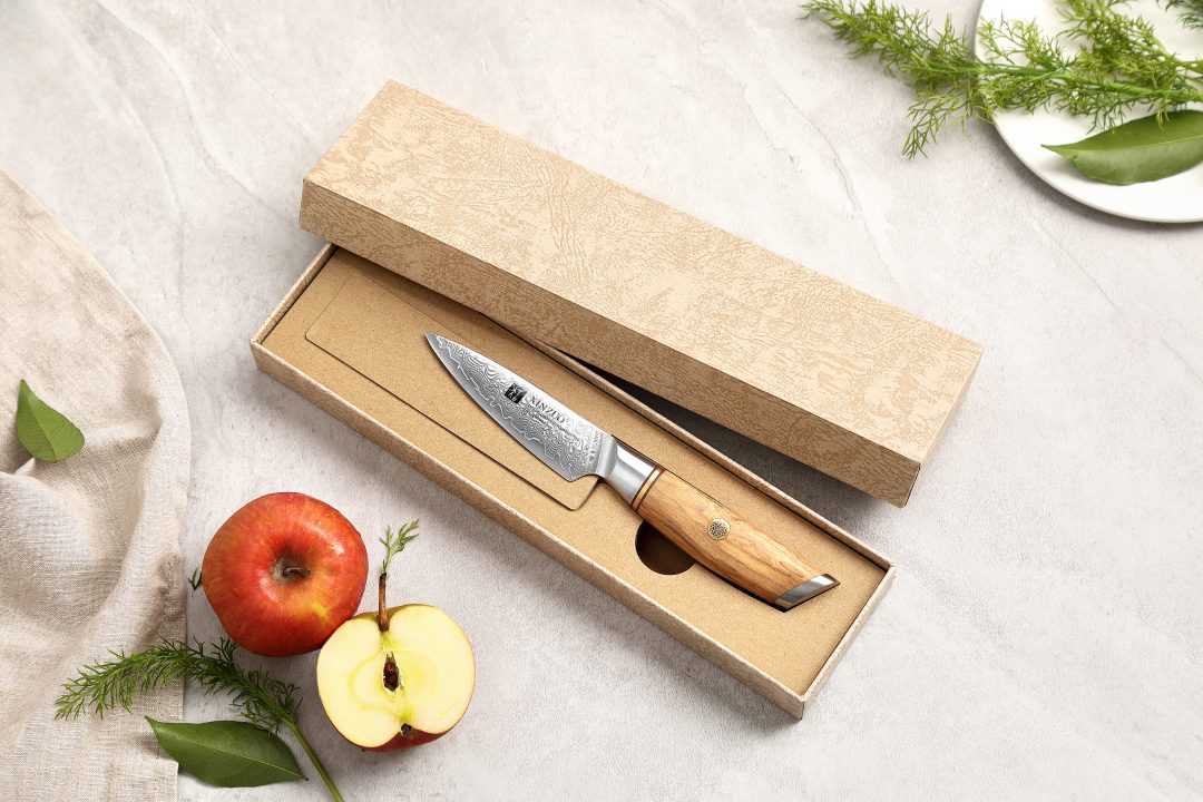 Cuchillo Mondador Xinzuo Acero Damasco Mango Olivo B37