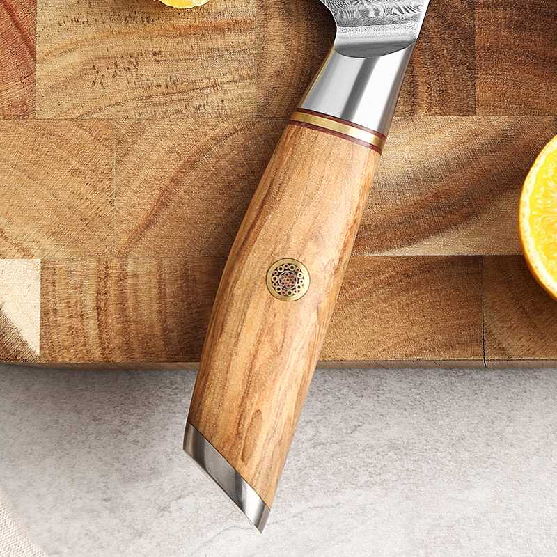 Cuchillo Mondador Xinzuo Acero Damasco Mango Olivo B37