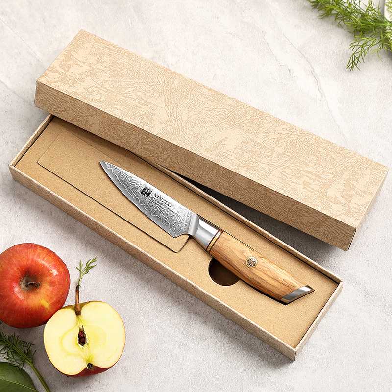 Cuchillo Mondador Xinzuo Acero Damasco Mango Olivo B37