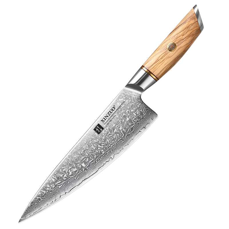Cuchillo Chef Xinzuo Acero Damasco Mango Olivo B37